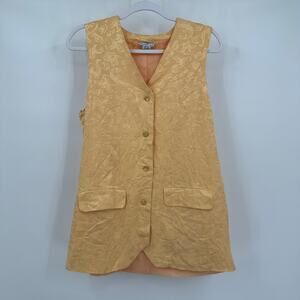 Sostanza Womens Silk Vest Size M Vintage Y2K Butter Yellow Cottagecore